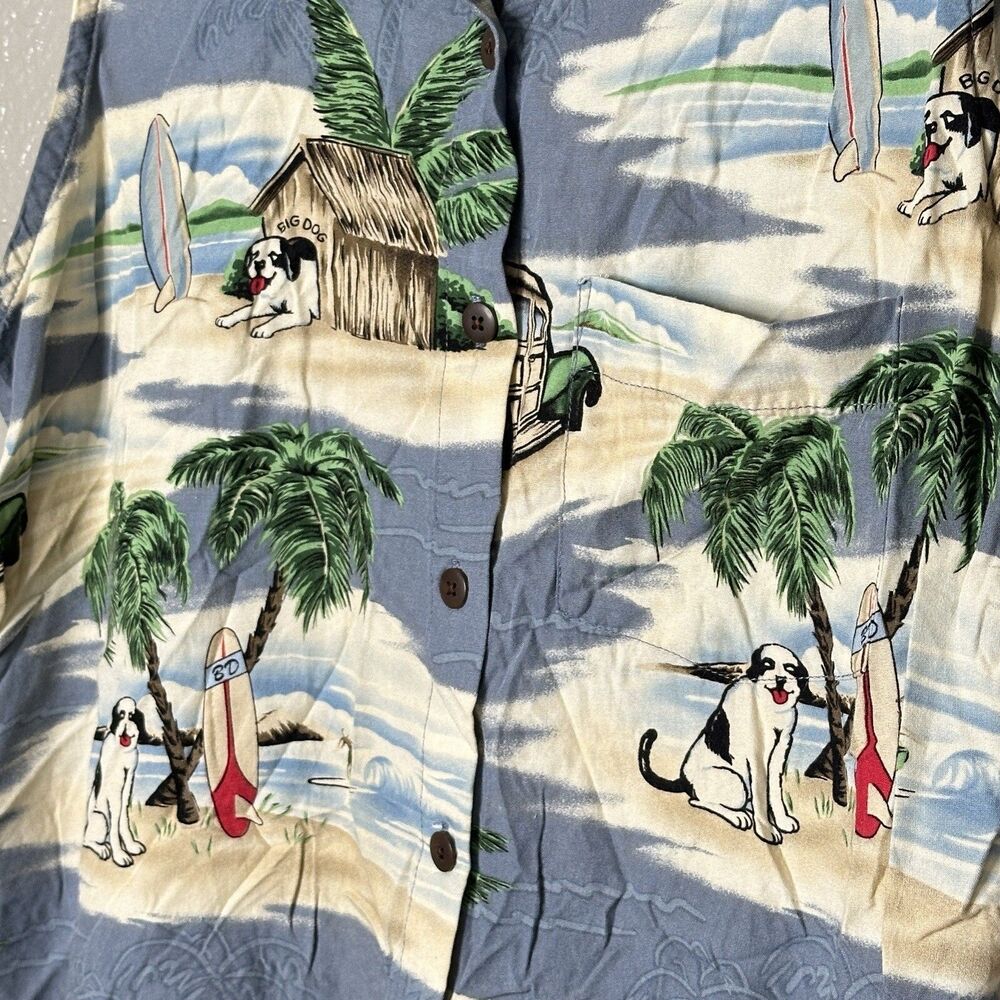 Authentic Big Dogs Vintage 90s Button Up Tank Rayon Size Medium - Picture 2 of 5